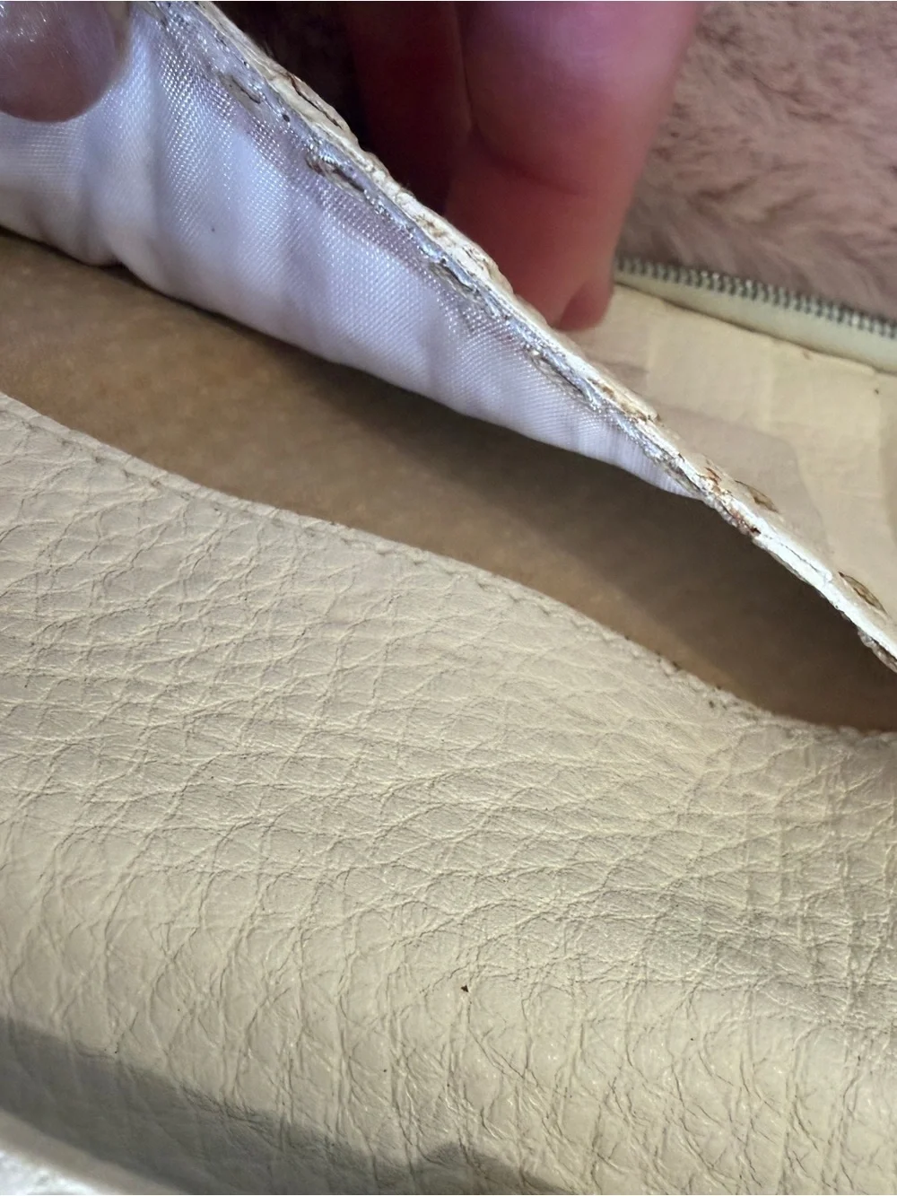 Fendi Silver Logo Plaque on Cream Leather